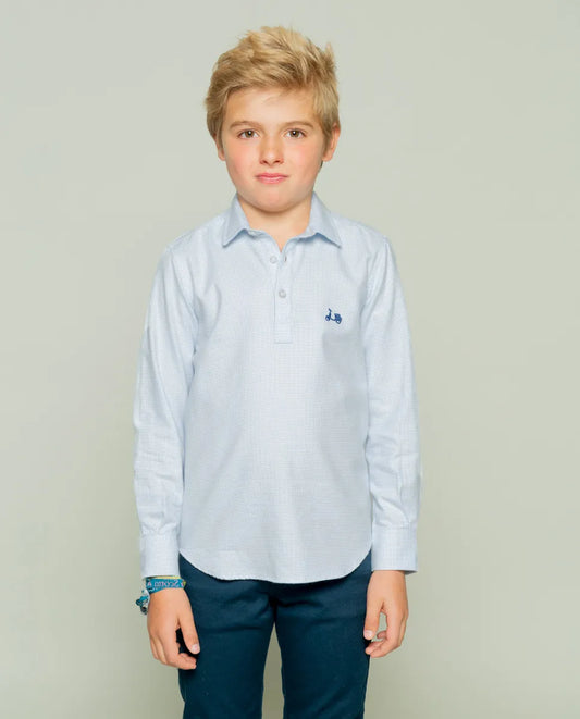 Camisa niño polera gallo celeste