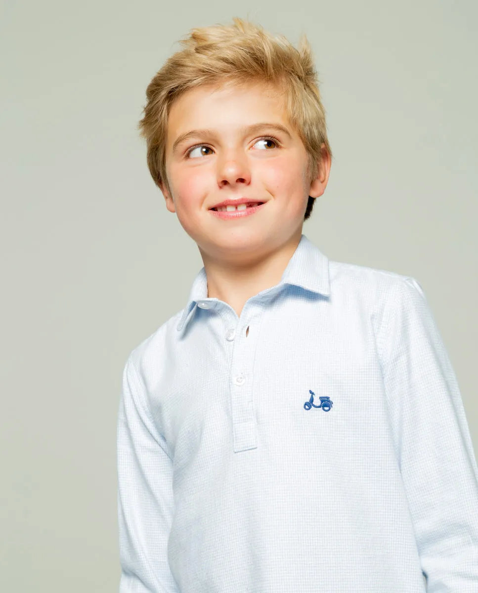 Camisa niño polera gallo celeste