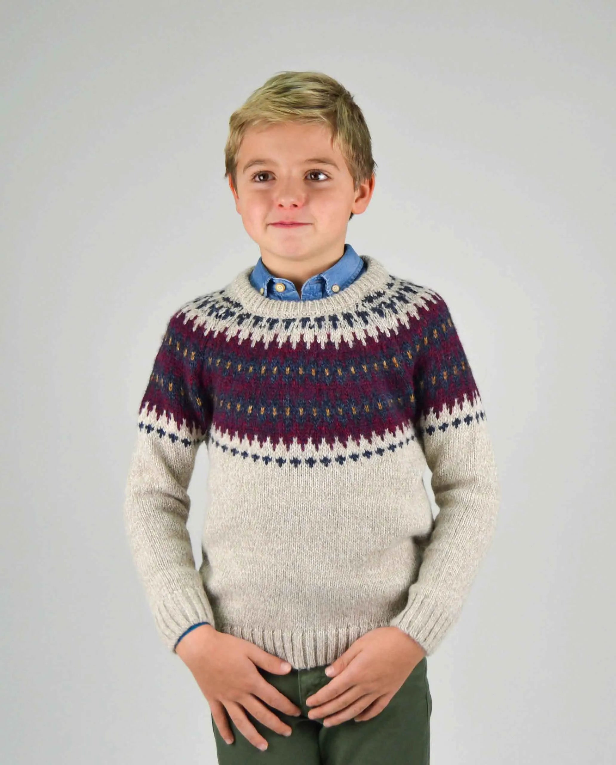 Jersey niño greca beige claro