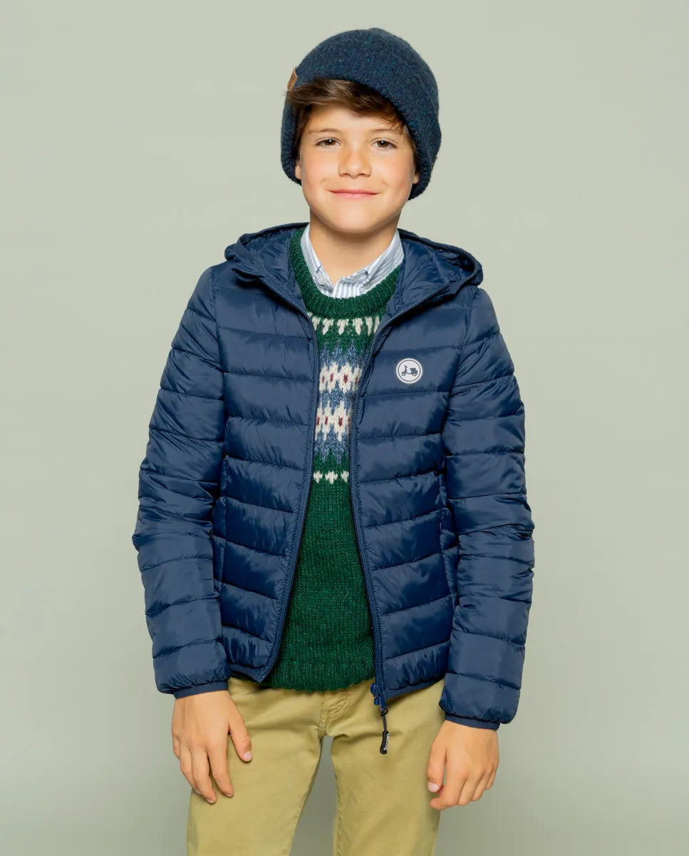 Chaqueta niño hood plumas marino
