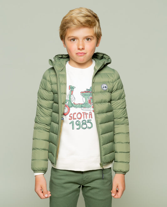 Chaqueta niño hood plumas khaki