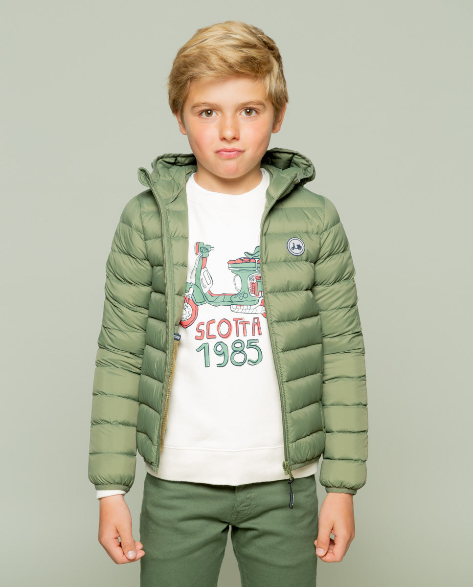 Chaqueta niño hood plumas khaki