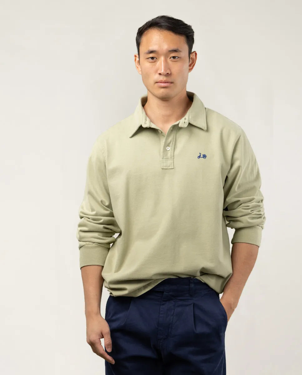 Polo de manga larga verde khaki