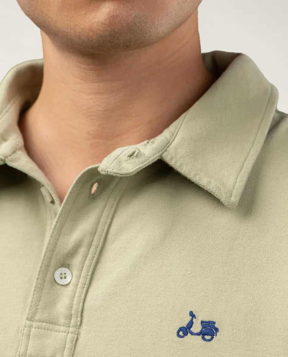 Polo de manga larga verde khaki