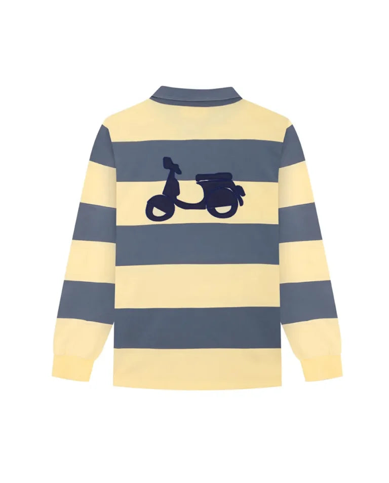 Camisa polo amarela listrada de rugby para meninos