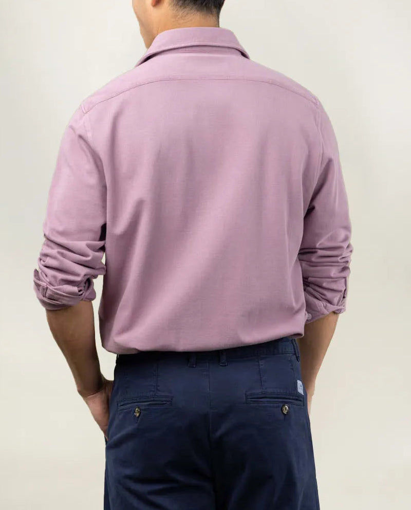 Camisa piqué de algodón burdeos