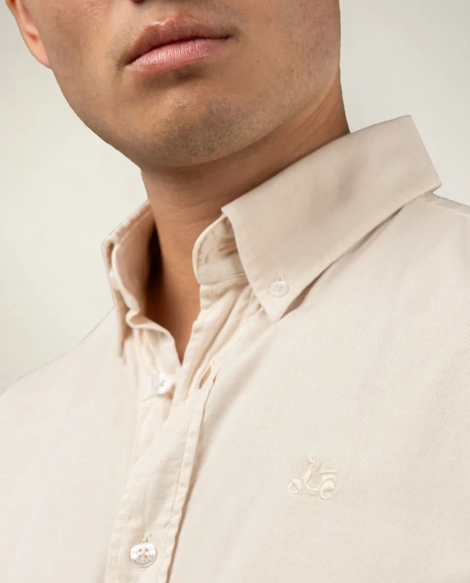 Camisa lisa de algodón beige