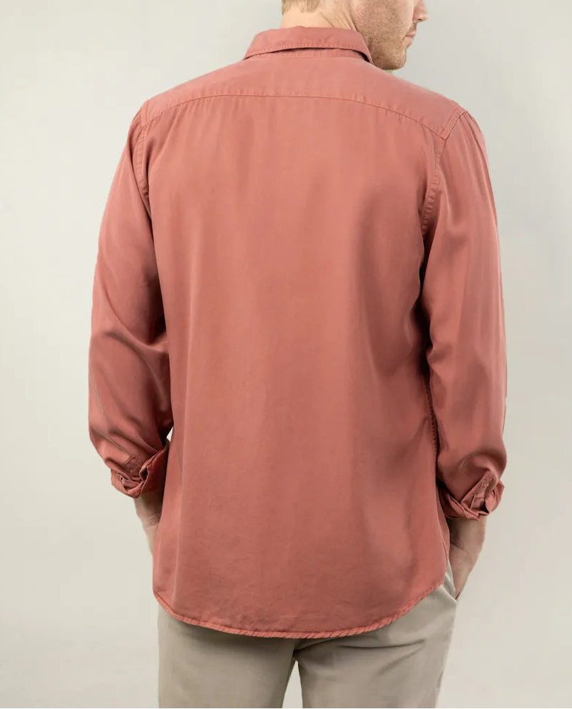 Camisa lisa de tencel color teja