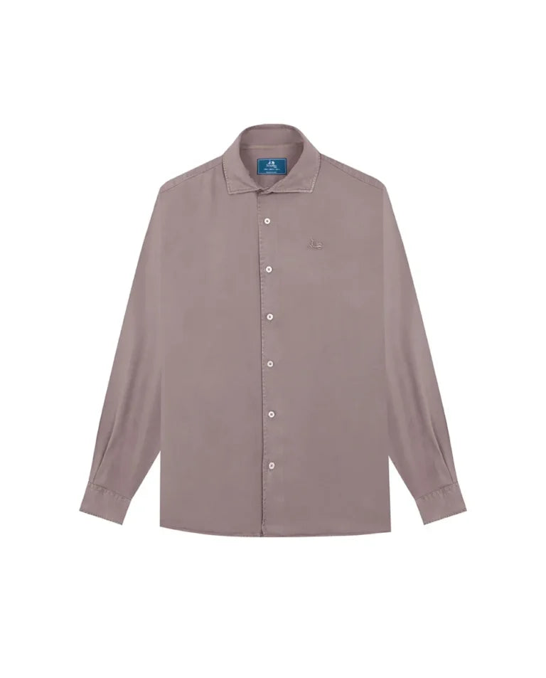 Camisa lisa de tencel color gris topo