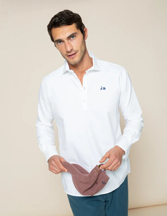 Camisa polera algodón blanca