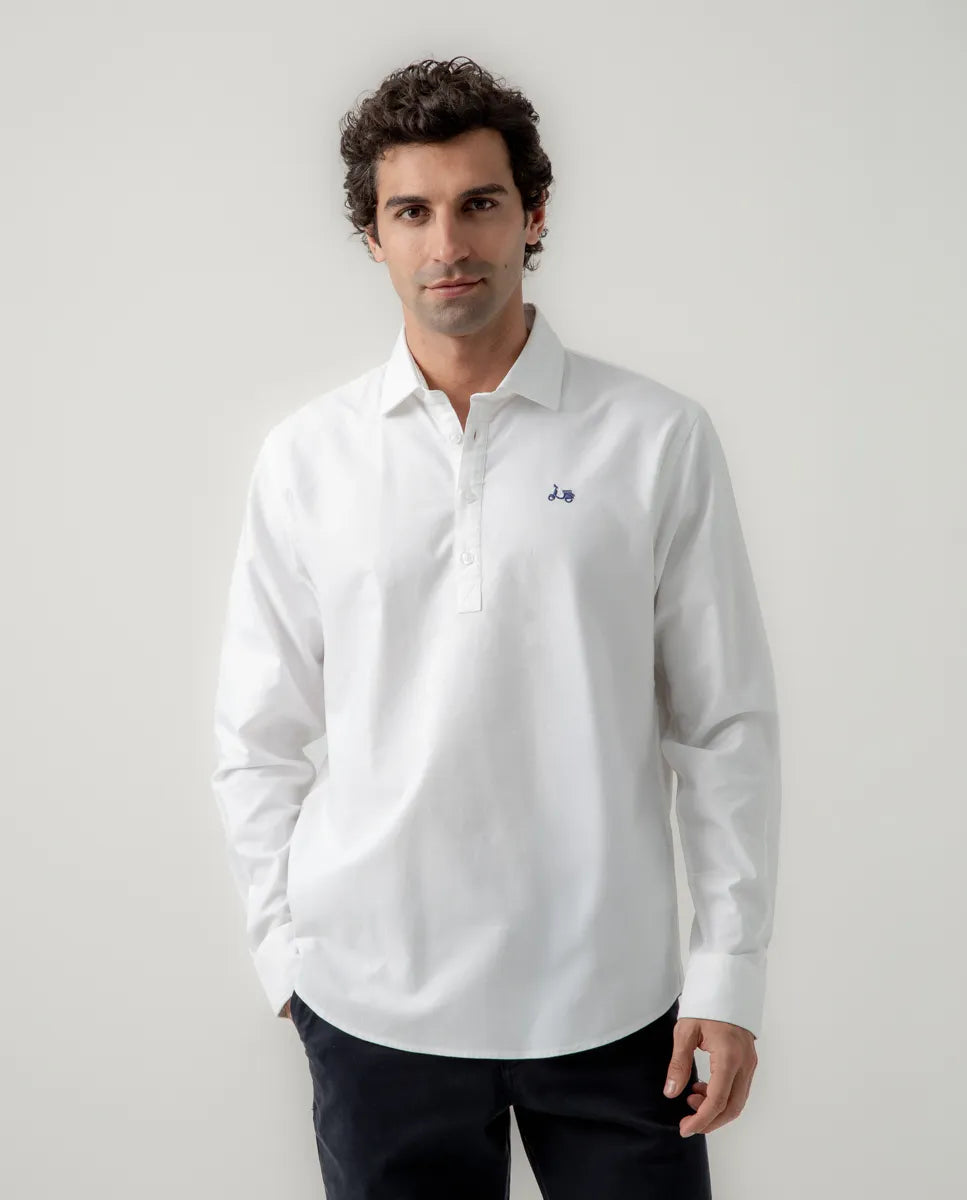 Camisa polera oxford blanco | SCOTTA