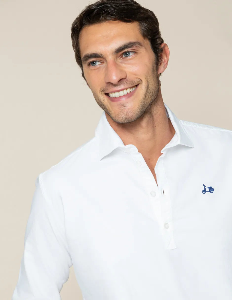 Camisa polera algodón blanca