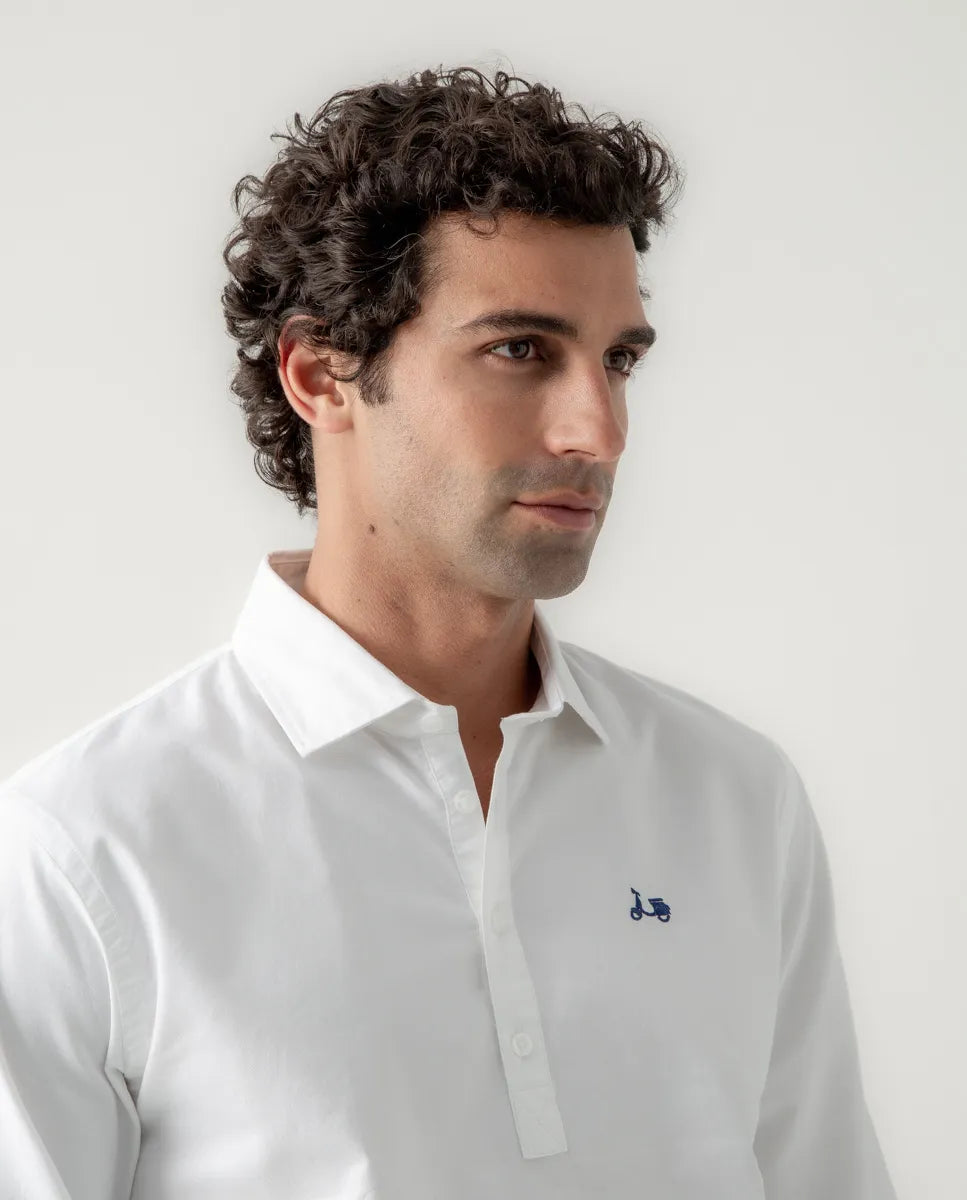 Camisa polera oxford blanco | SCOTTA