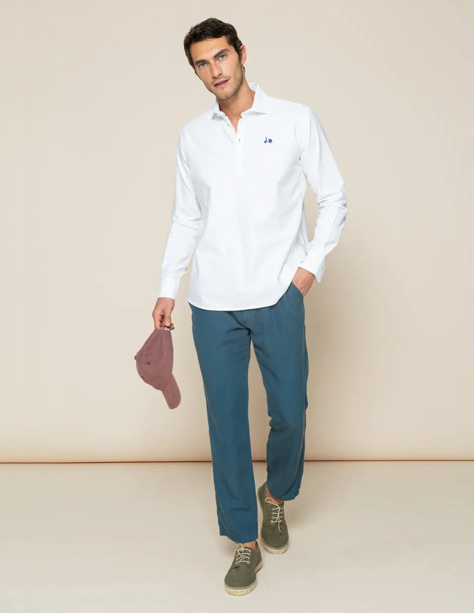 Camisa polera algodón blanca