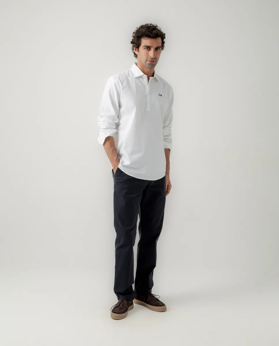 Camisa polera oxford blanco | SCOTTA