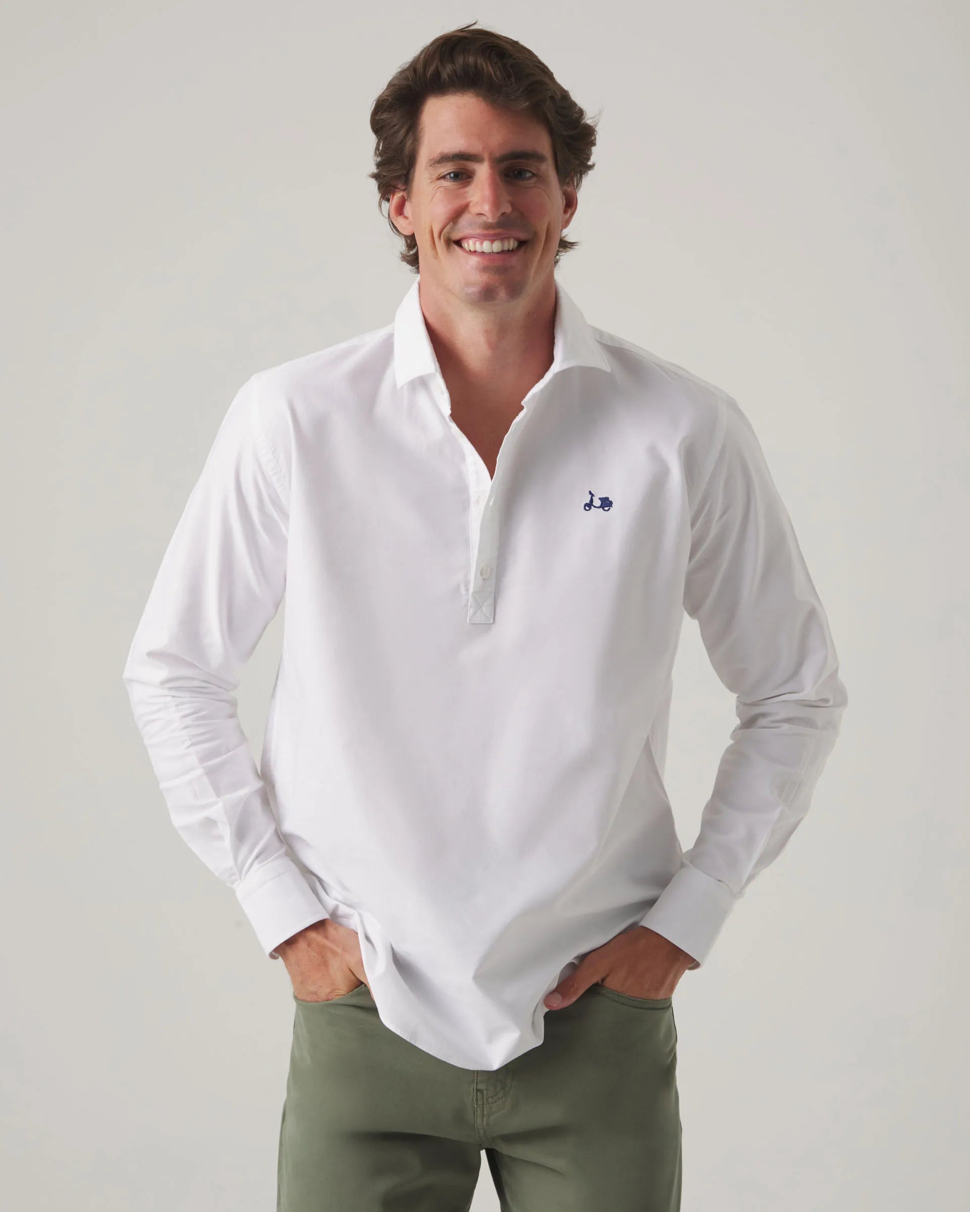 Camisa polo Oxford branca