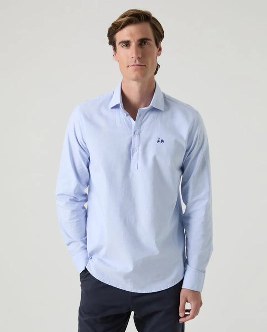 Camisa polera Oxford celeste