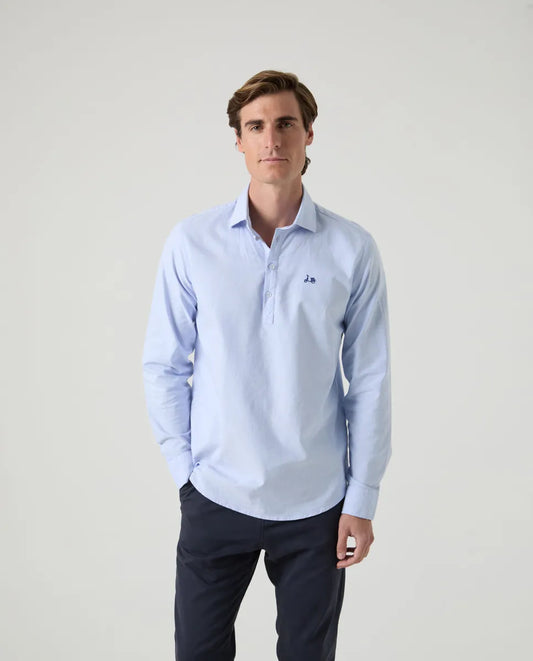 Camisa polera Oxford celeste