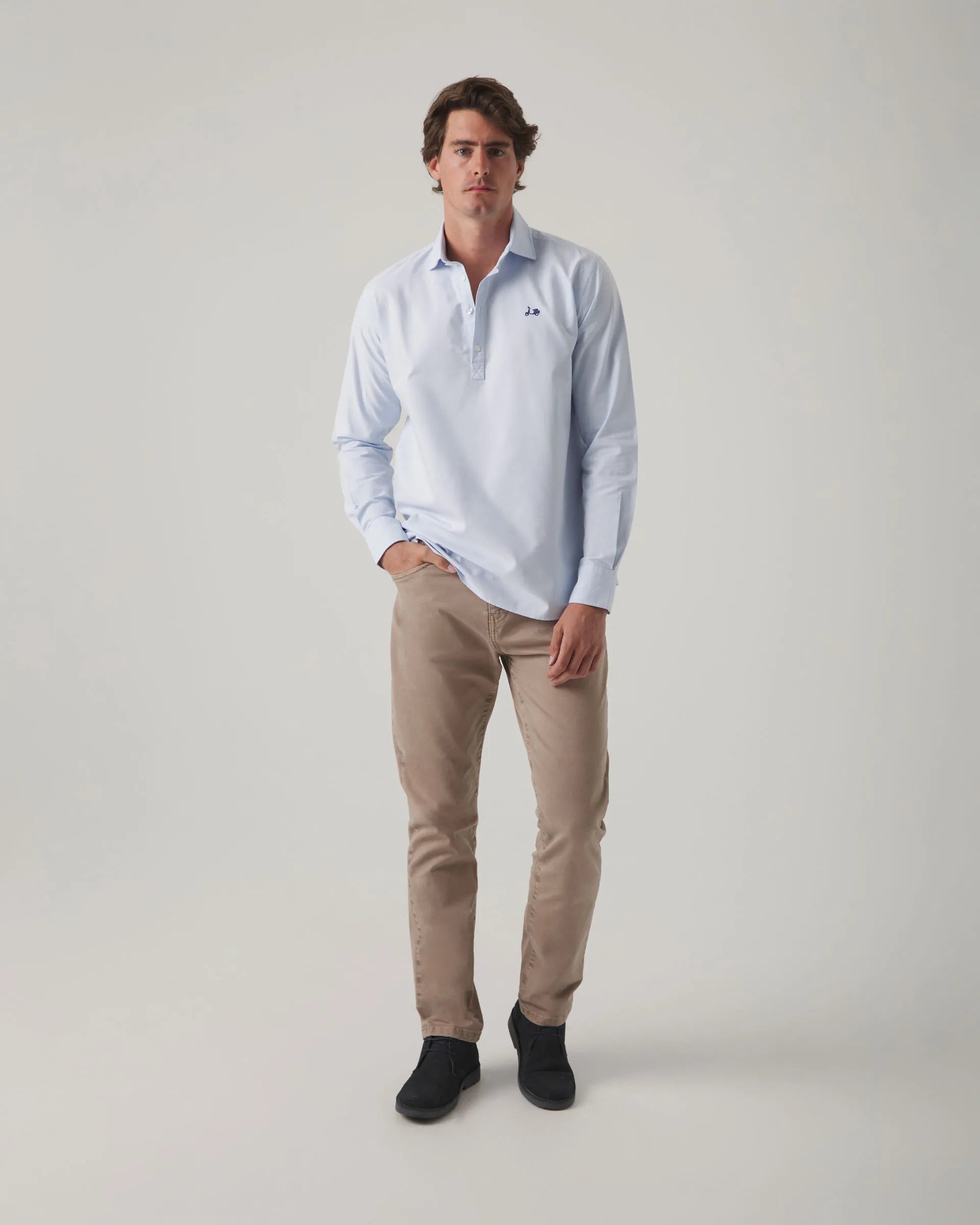 Camisa polo Oxford azul claro