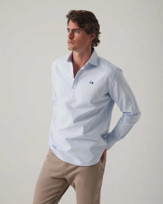 Camisa polera Oxford celeste