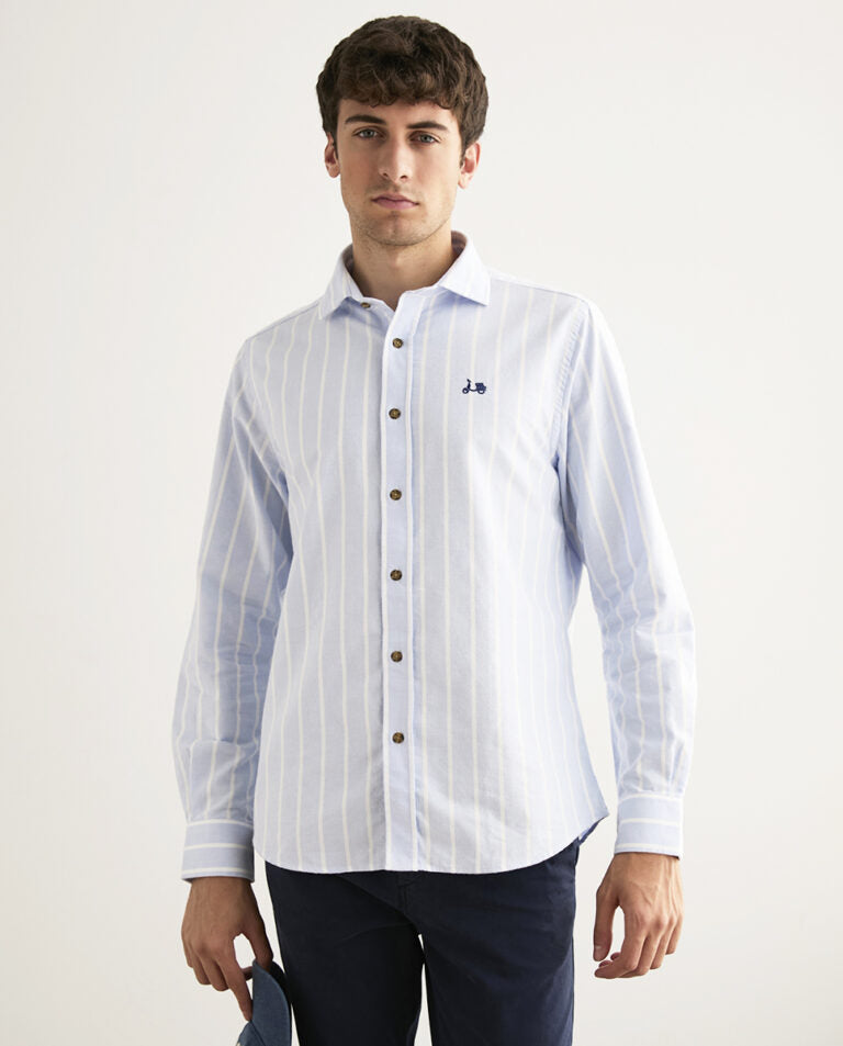 Camisa big stripes celeste