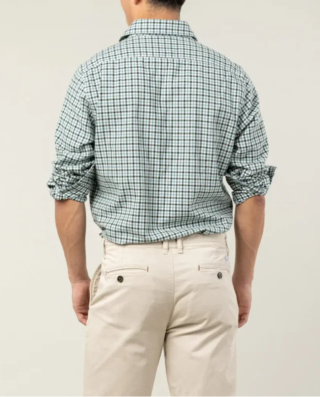 Camisa de algodón cuadros verde