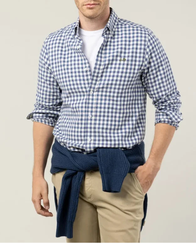 Camisa de algodón cuadros Vichy azul