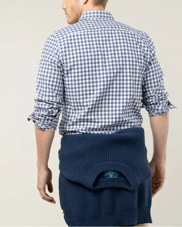 Camisa de algodón cuadros Vichy azul.