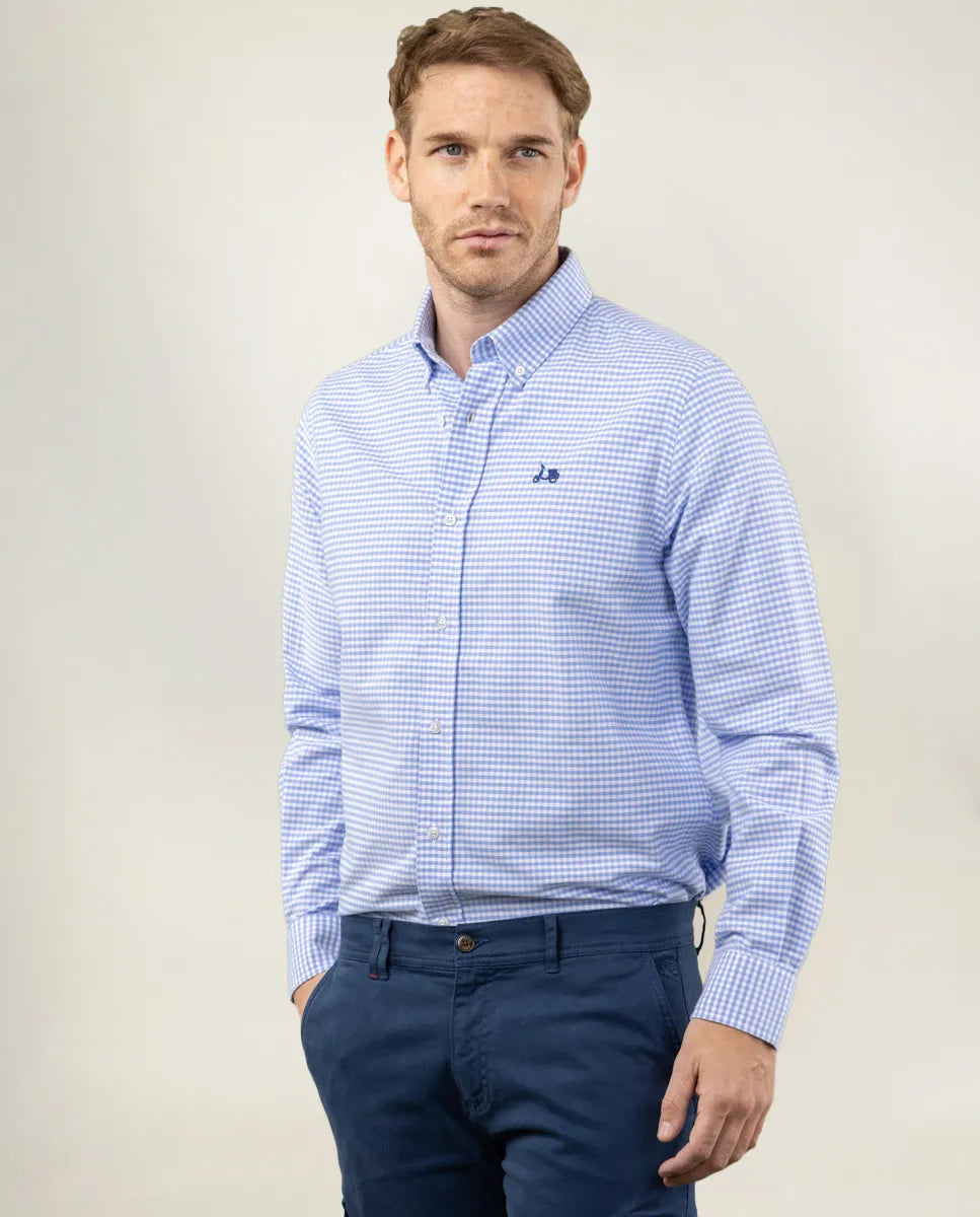 Camisa de cuadros vichy celeste