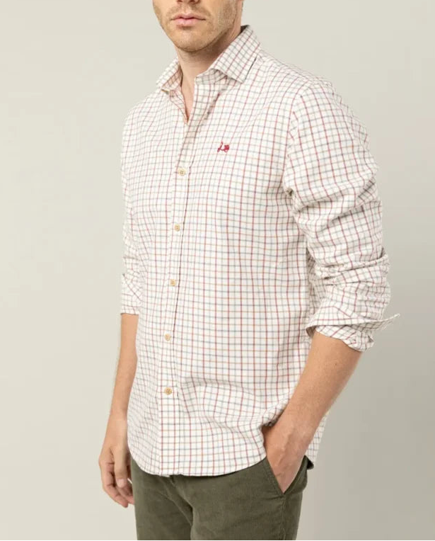 Camisa de algodón cuadros burdeos