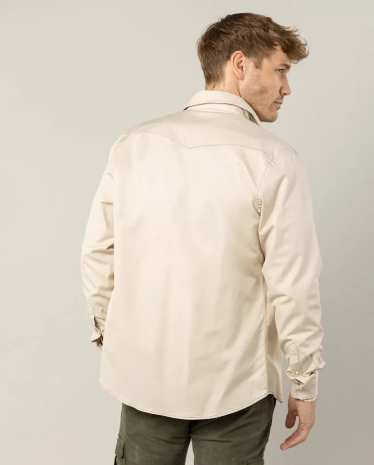 Sobrecamisa de trabalho em sarja bege