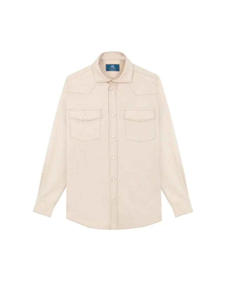 Sobrecamisa de trabalho em sarja bege
