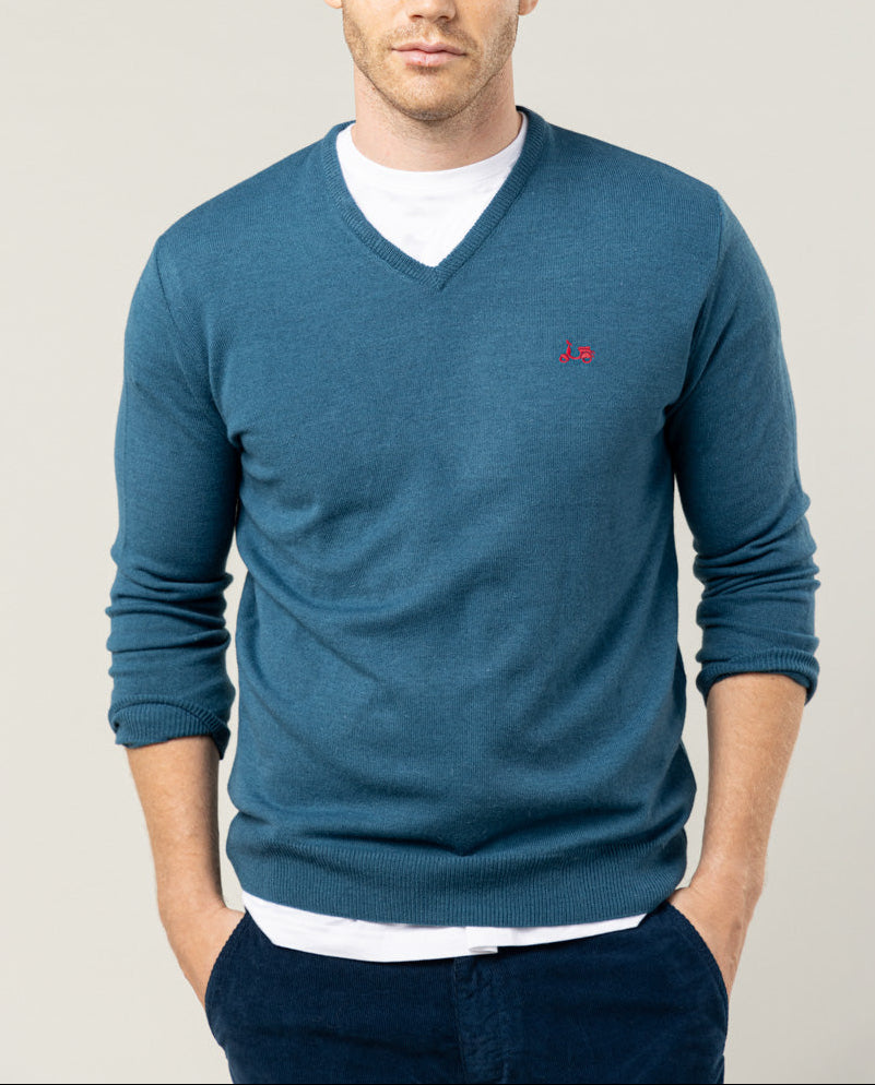 Camisola iconic v neck marinho