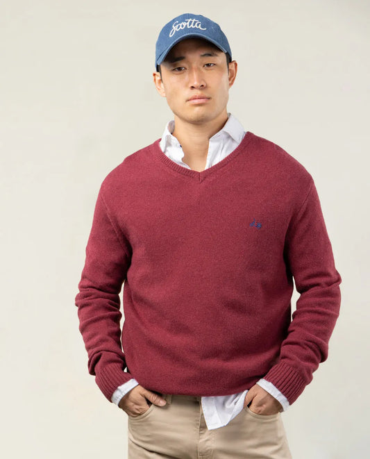 Jersey iconic v neck burdeos