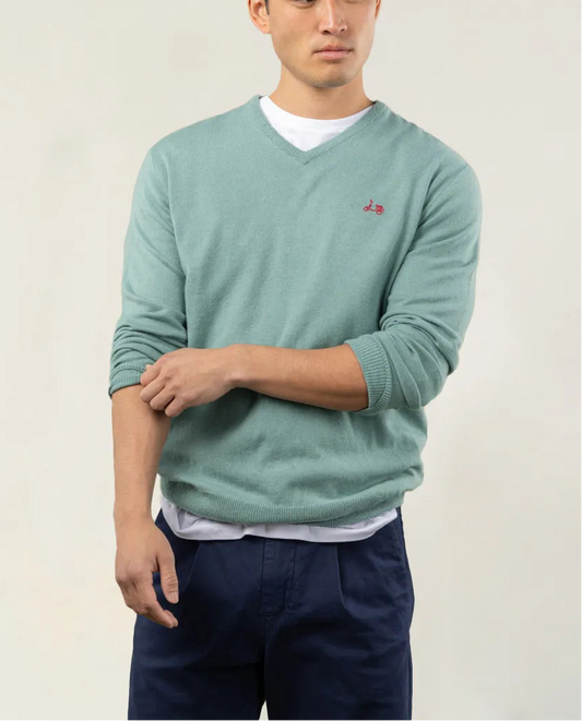 Jersey iconic v neck verde grisáceo