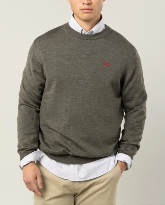 Jersey classic crew neck merino khaki