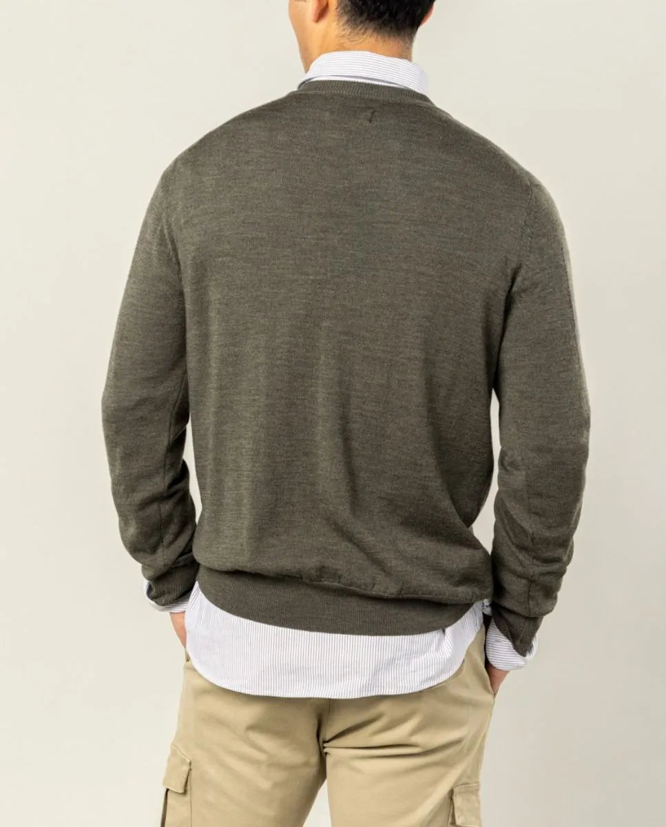Jersey classic crew neck merino khaki