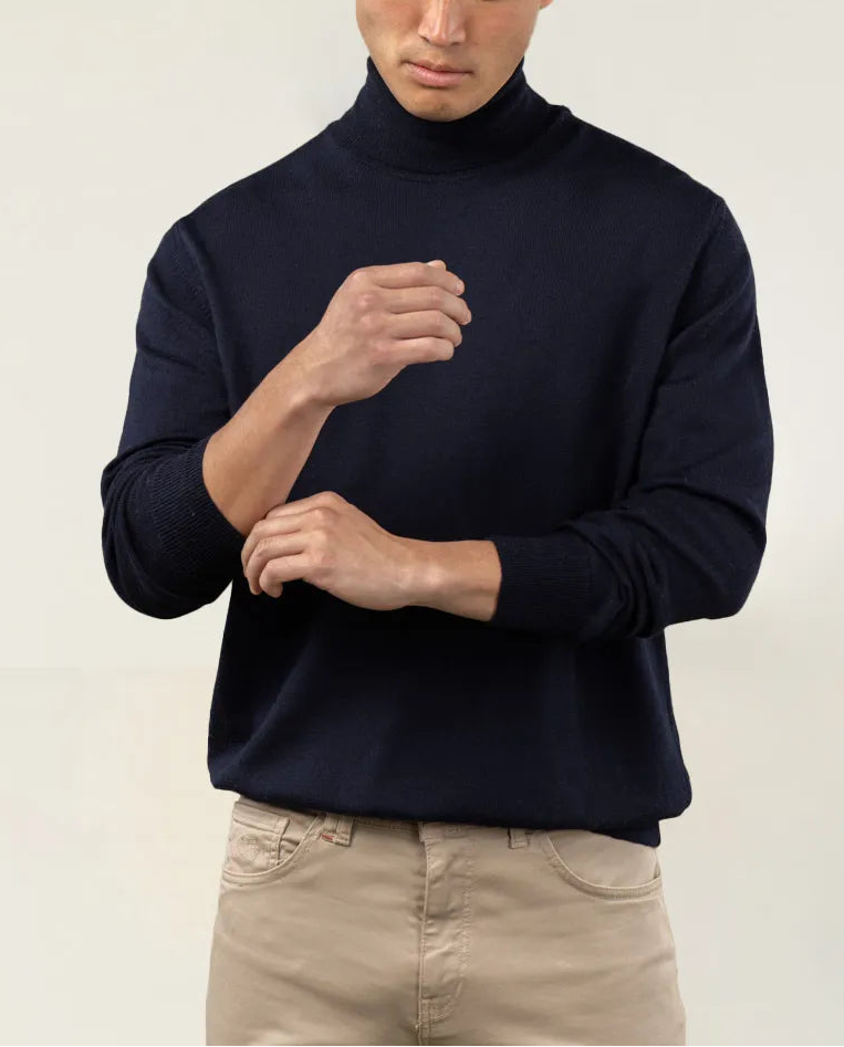 Camisola turtle neck azul-marinho