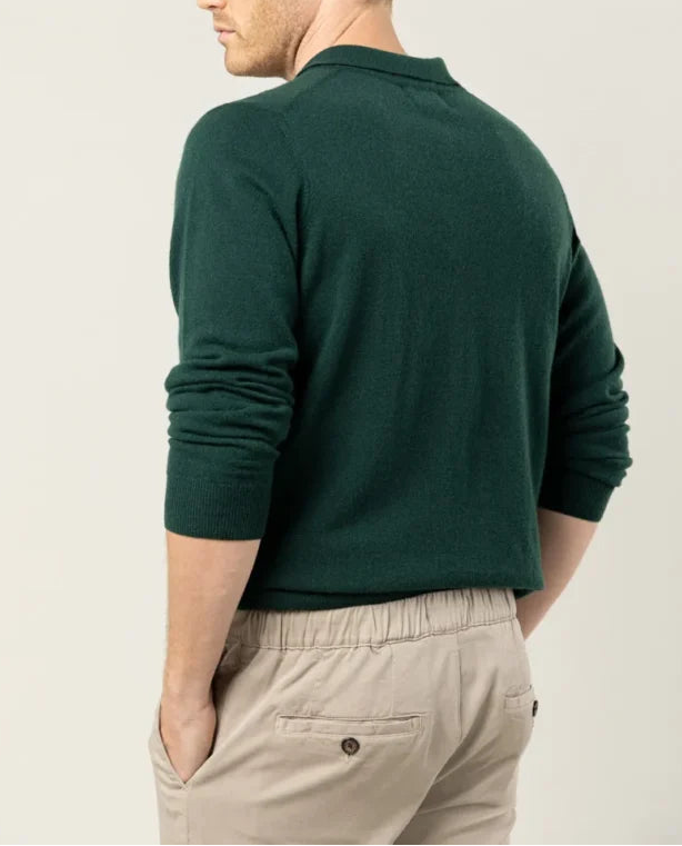 Jersey polo verde botella.