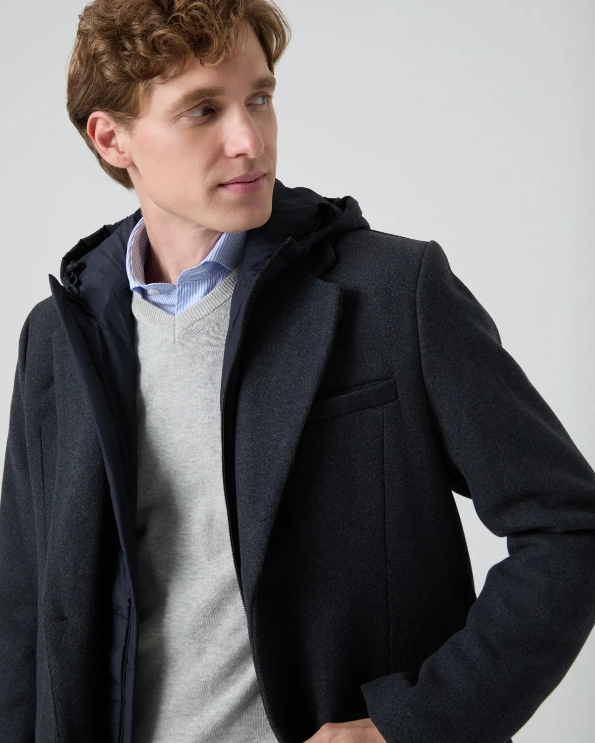 Chaquetón wool premium gris oscuro