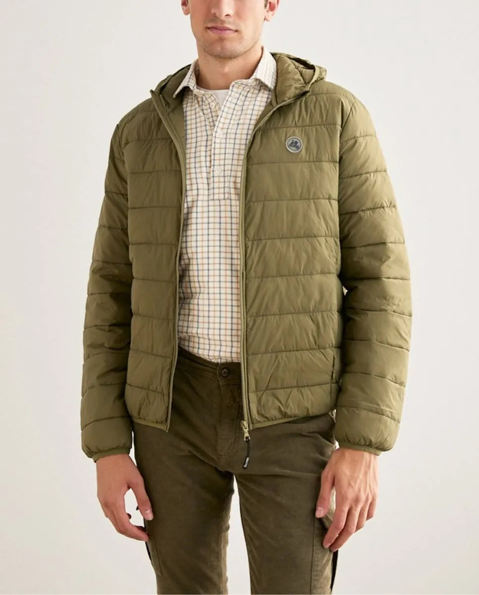 Casaco hood acolchoado cáqui.