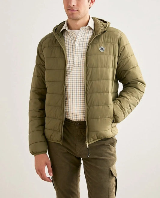 Chaqueta hood acolchado khaki