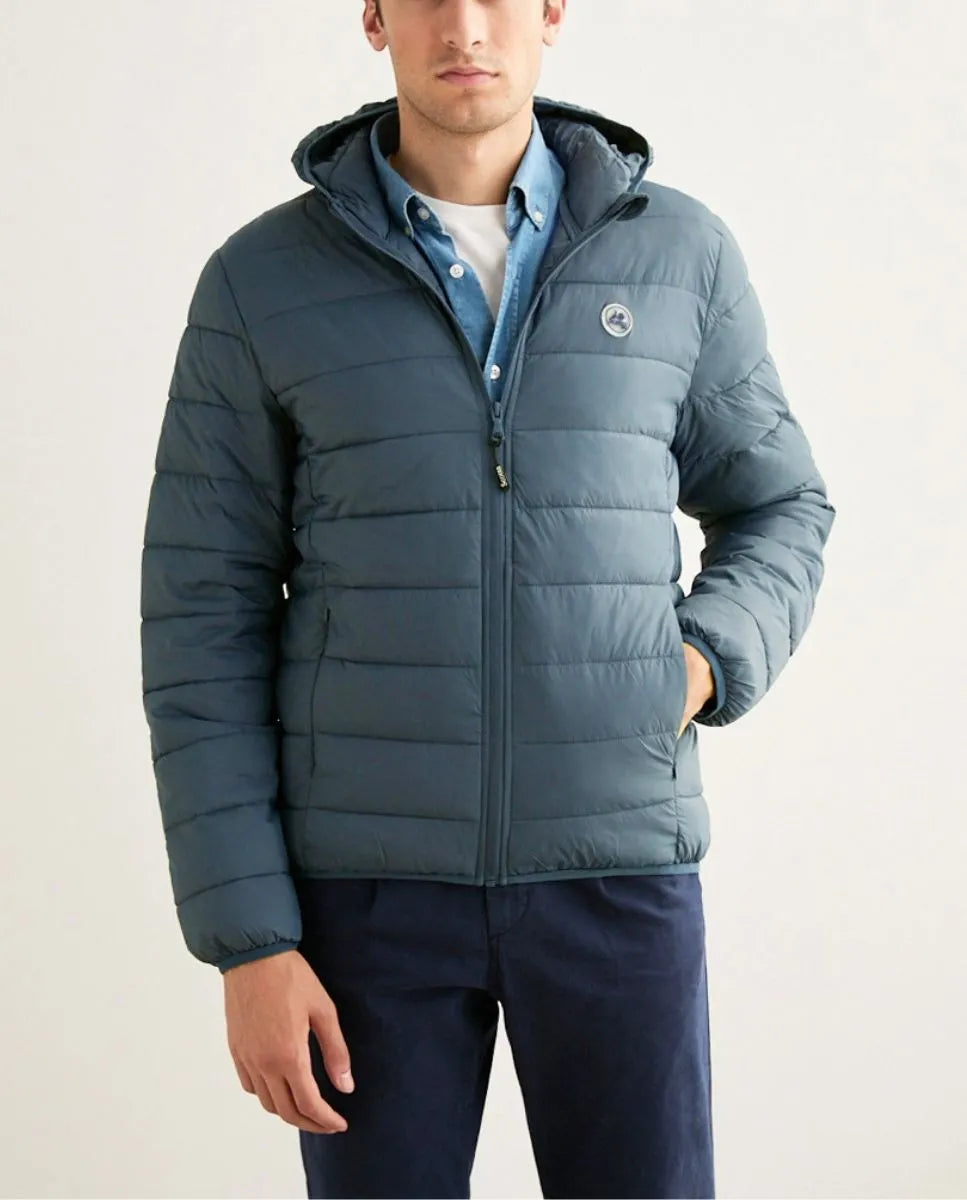 Chaqueta hood acolchado denim