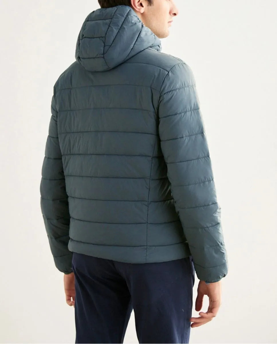 Chaqueta hood acolchado denim