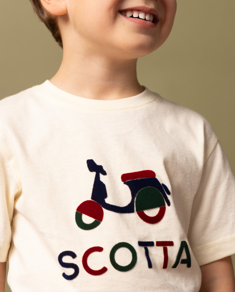 Camiseta infantil com logo Scotta floc ecru