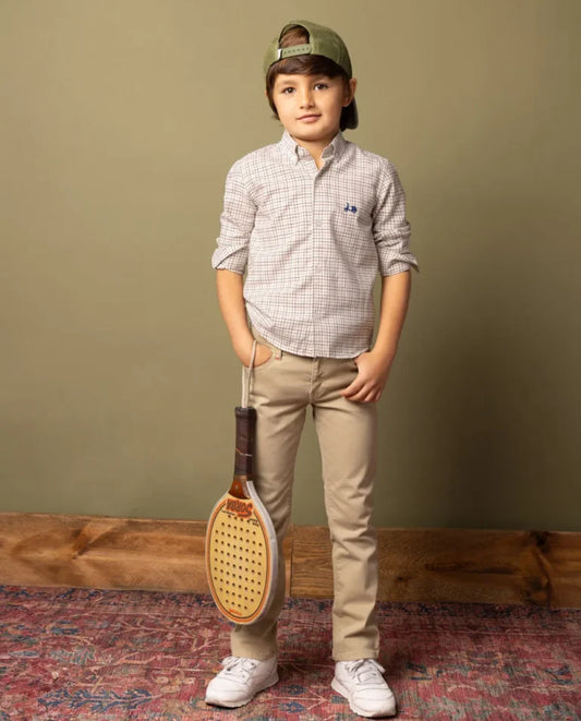 Calças infantil Cooper 5 bolsos bege