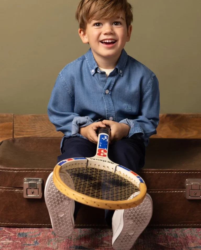 Camisa tencel azul denim.