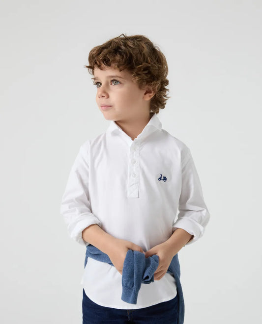 Camisa niño polera oxford blanco