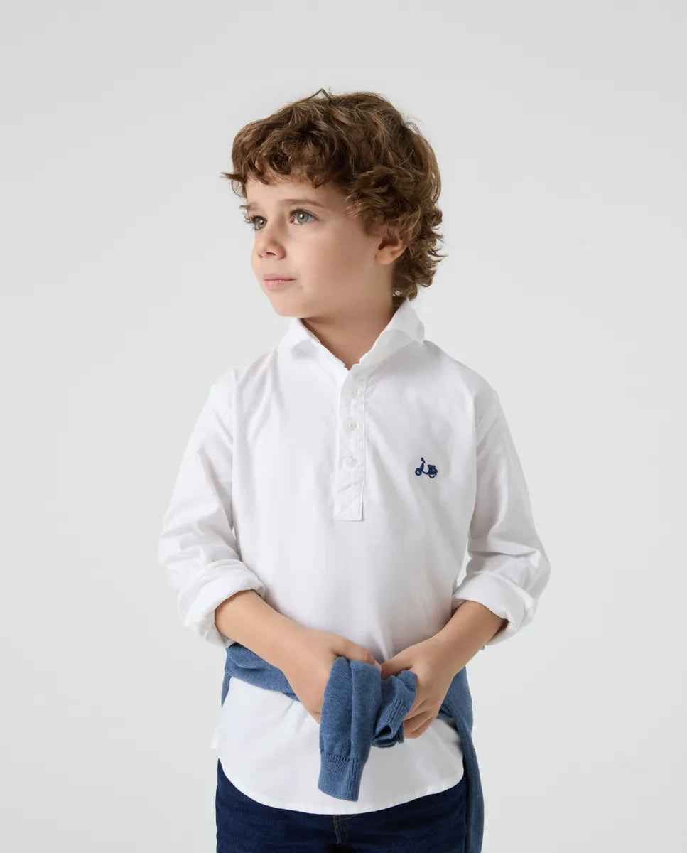 Camisa niño polera oxford blanco