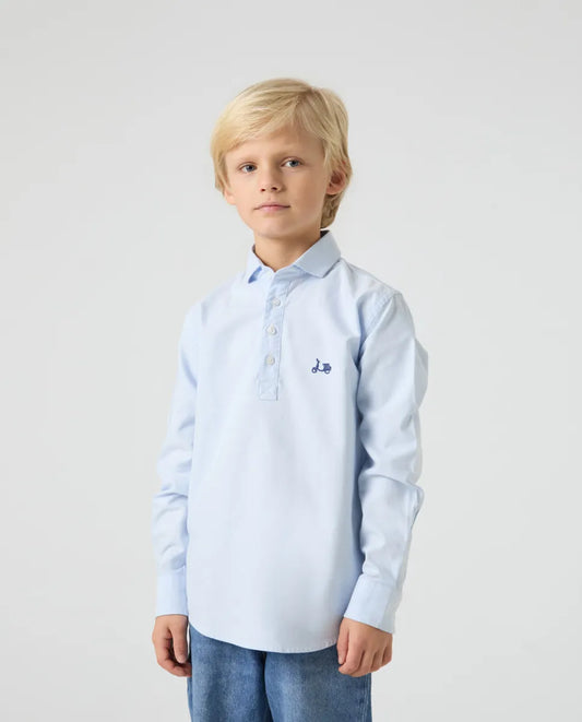 Camisa niño polera oxford celeste